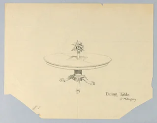 Conception pour une table à manger en acajou avec un vase à fleurs