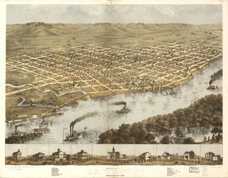 Vue aérienne de la ville de La Crosse, Wisconsin 1867. LOC 73694545