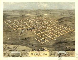 Vue aérienne de la ville de Montana, Boone Co., Iowa 1868. LOC 73693404