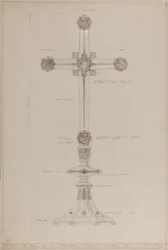 Haut Autel : croix en or et argent proposée, 5 pieds de haut