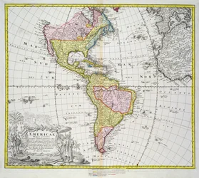 Carte des Amériques, publiée par Homann, 1746