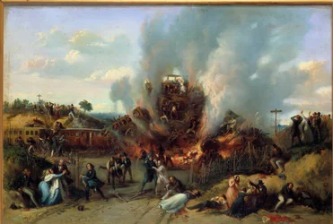 Catastrophe ferroviaire à Bellevue sur la ligne de chemin de fer de Versailles, 8/05/1842 (actif 1834-1855), 1842, Sceaux, Musée de l