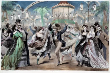 Scène au bal Mabille. Lithographie d