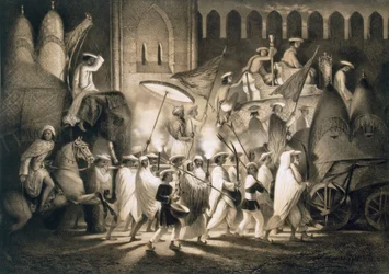Delhi : Cortège et suite du Grand Moghol, pub. 1858