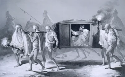 Poste-chaise de style indien au Pendjab entre Loudiana et Amritsar, 1859
