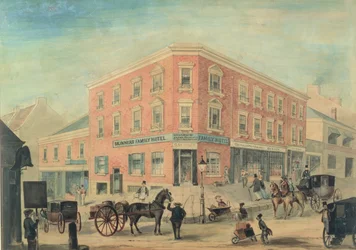 Coin des rues George et Hunter, Sydney, 1849