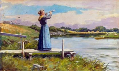 Corne du diner. Peinture de Abbott Fuller Graves (1859-1936). Huile sur toile, 31.5 x 52cm. Collection privee.