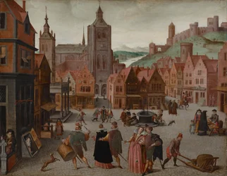 La place du marché à Bergen op Zoom, probablement 1590 et 1597 (huile sur panneau)