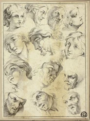 13 croquis de différents visages