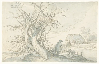 Berger avec des moutons près d