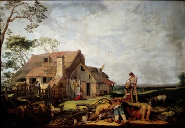 Paysage avec paysans se reposant