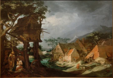 Paysage avec repos pendant la fuite