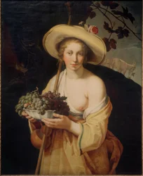 Bergère avec des raisins