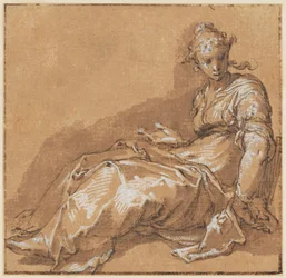 Femme assise, tournée vers la gauche
