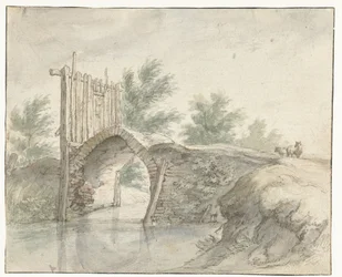 Pont en pierre avec une barrière en bois