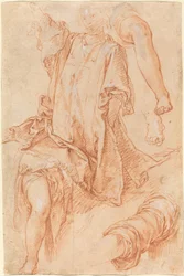Études de jambes et draperie [recto]