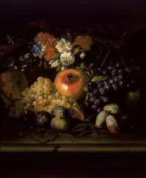 Nature morte avec fleurs et fruits