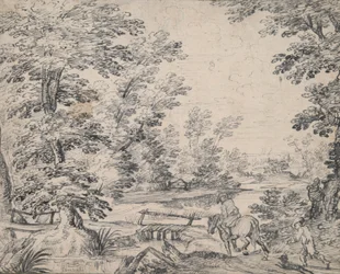 Paysage avec homme à cheval