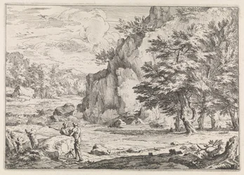 Paysage avec rocher