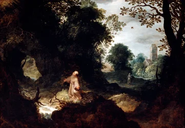 Paysage rocheux avec Saint François, début du 17e siècle