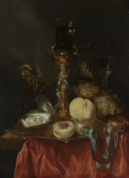 Nature morte avec porte-verre en argent doré, vers 1654-1660 (huile sur panneau)