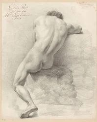 Nu masculin assis, vu de dos (1er prix 1820)