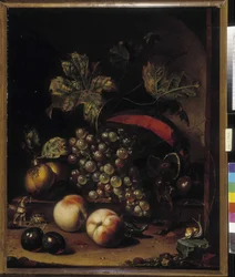 Nature morte de fruits et animaux