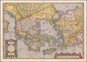 Carte de la Grèce et de la Turquie occidentale de 1584 par Abraham Ortelius