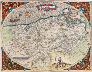 Carte géographique de la Flandre de « Theatrum Orbis Terrarum » par Abraham Ortelius