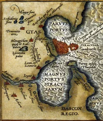 Ancien port de Syracuse (Sicile) - dans « Atlas » par Abrahm Ortelius