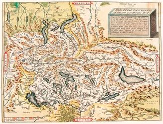Helvetiae Descriptio Aegidio Tschudo Auct. Carte géographique des Alpes suisses et françaises incluant les lacs tirée de « Theatrum Orbis Terrarum » d
