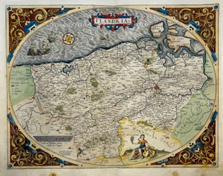 Carte de Flandre, de Theatrum Orbis Terrarum par Abraham Ortelius