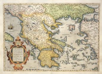 Carte de la Grèce, du Theatrum Orbis Terrarum par Abraham Ortelius