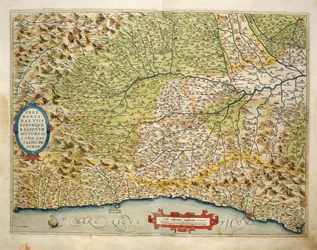 Carte de la Région du Piémont, Italie, du Theatrum Orbis Terrarum par Abraham Ortelius