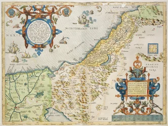 Palestine, par Abraham Ortelius, du Theatrum Orbis Terrarum, Anvers, planche