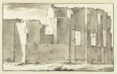 Vue des ruines du chœur de la Grande Église à Zandvoort