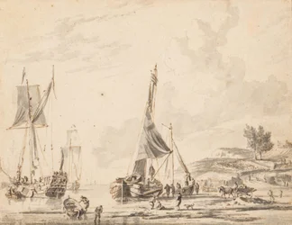 Des navires hollandais sur une côte lointaine