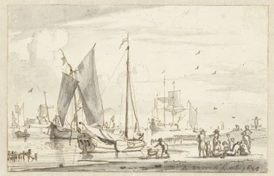 Rive de rivière avec quelques bateaux