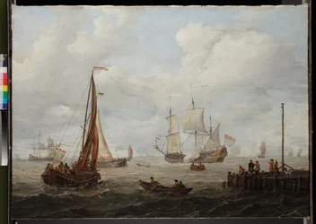 Scène marine avec un navire de guerre hollandais, avant 1708