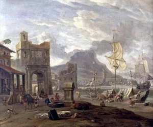 Port de mer avec grands et petits navires