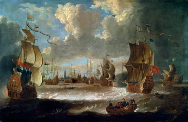 Navires dans un lagon, XVIIe ou début XVIIIe siècle