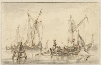 Mer calme avec quelques bateaux