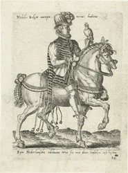 Noble néerlandais à la chasse au faucon à cheval