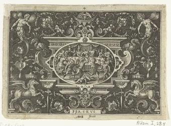 Cartouche : Phinée perturbe le mariage de Persée et Andromède