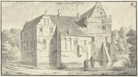 La maison de Rhaen en Overijssel, deux pêcheurs au premier plan