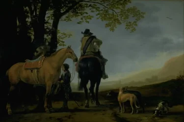 Deux cavaliers dans un paysage