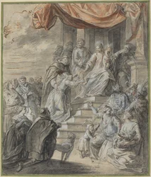 Madonna et enfant avec chapelet et saint