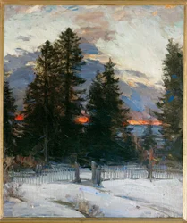 Coucher de soleil sur un paysage d