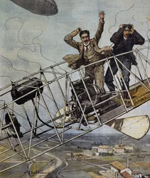 Catastrophe du dirigeable De Bradski près de Paris, France, illustration par Achille Beltrame pour La Domenica del Corriere, 26 octobre