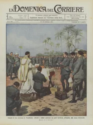 Épisodes de vie guerrière en Tripolitaine, officiers et soldats assistent dans les postes fortifiés